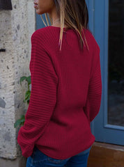 Vertical Ribbed Fine Knit Fit Sweater