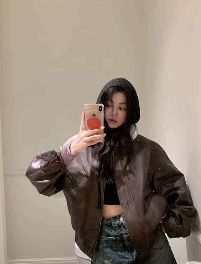 Vintage Cool Retro Zipper Waterproof Distressed Pu Leather Jackets