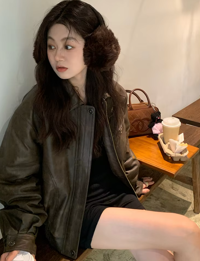 Vintage Cool Retro Zipper Waterproof Distressed Pu Leather Jackets