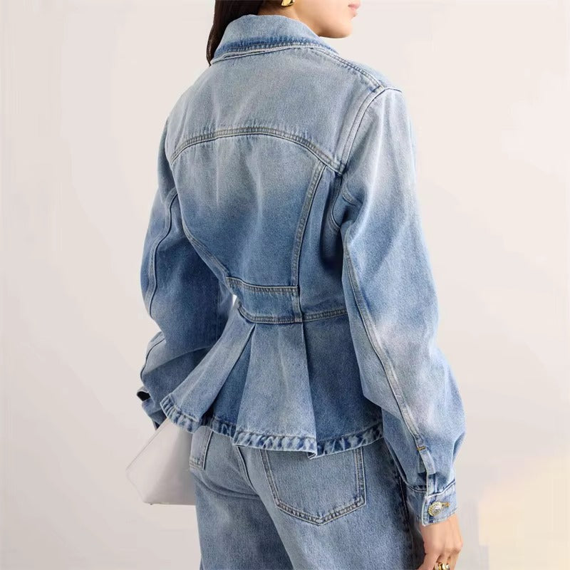 Vintage Cotton High Street Multi-pocket Button Denim Jacket