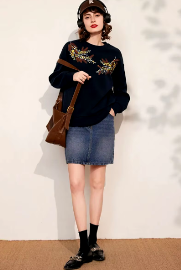 Vintage Long Sleeve Glitter Patchwork Slim Hoodies
