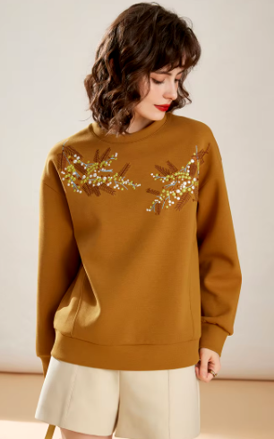 Vintage Long Sleeve Glitter Patchwork Slim Hoodies