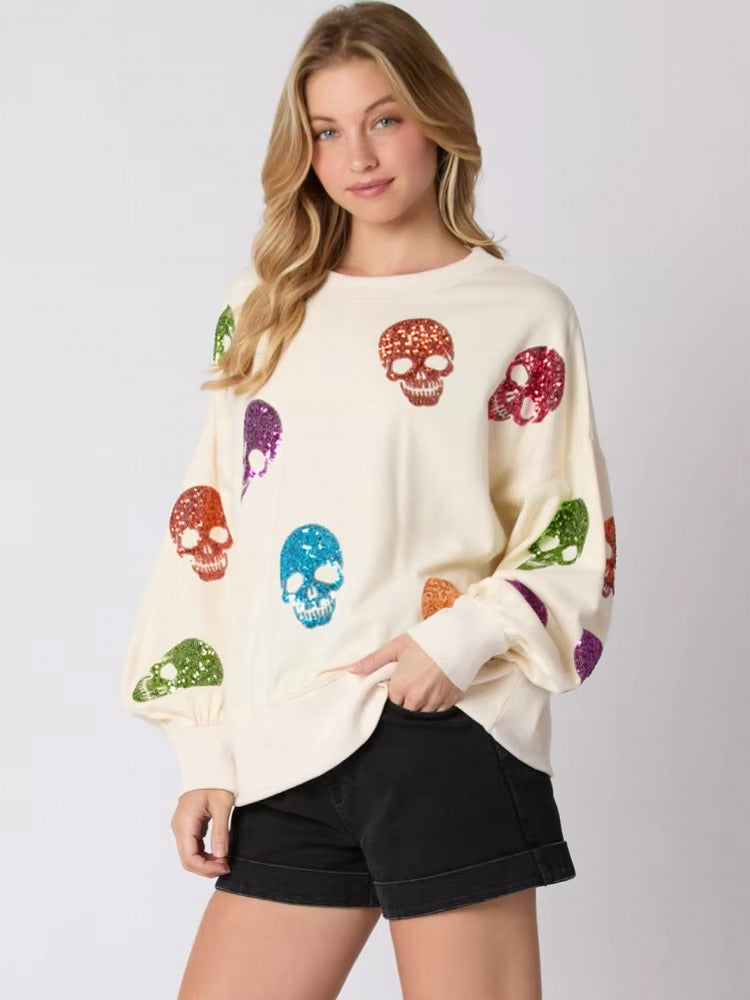 Vintage Slim Long Sleeve Glitter Patchwork Hoodies