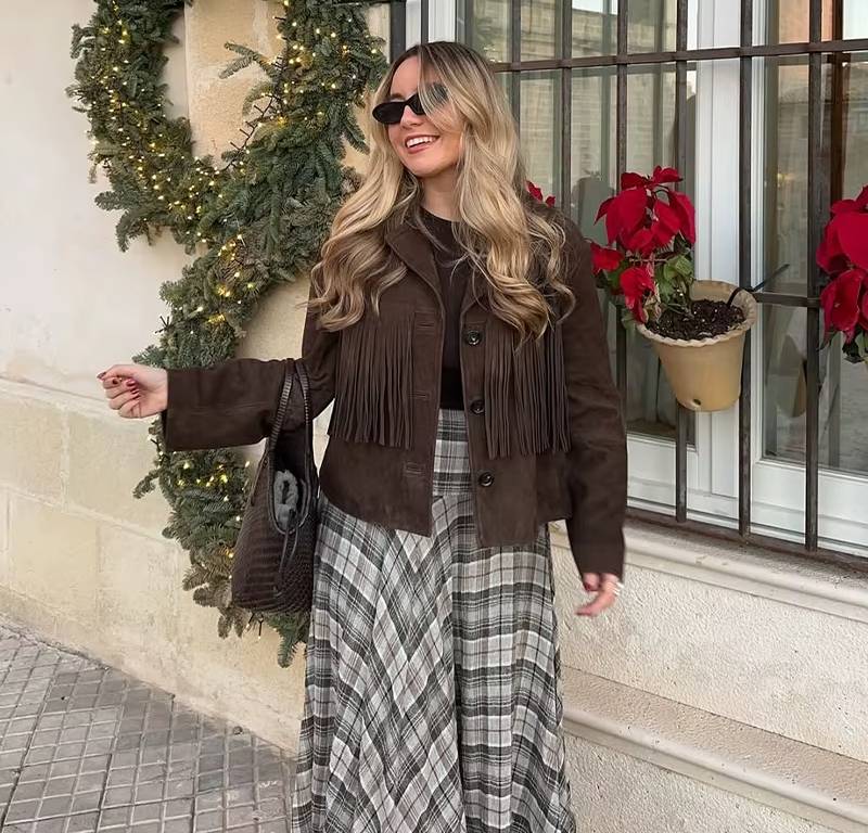 Vintage Street Tassel Suede Lapel Full Sleeves Single Breasted Jackets