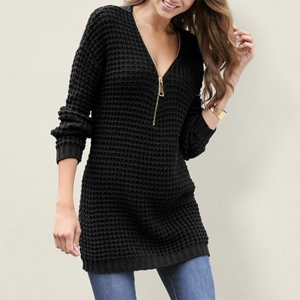 Solid Color Long Sleeve Knitted Top