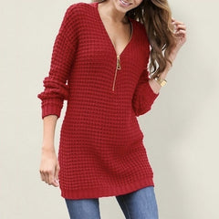 Solid Color Long Sleeve Knitted Top
