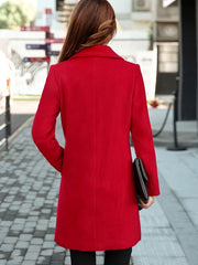 Wool Coat Notch Collar Long Sleeve Coats