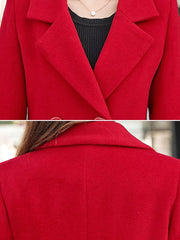 Wool Coat Notch Collar Long Sleeve Coats