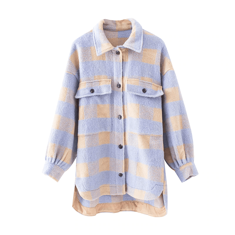 Woolen Plaid Coat With Pockets