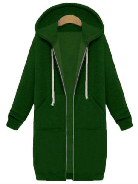 Zipper Long Sleeve Hooded Coat
