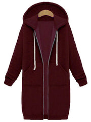 Zipper Long Sleeve Hooded Coat