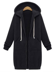 Zipper Long Sleeve Hooded Coat