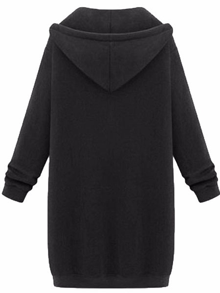 Zipper Long Sleeve Hooded Coat
