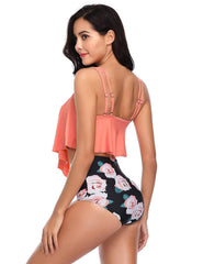 High Waist Bikini Crop Ruffled Two Piece Tankini Swimsuits
