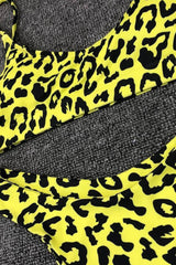 Neon Leopard Bralette High Leg Thong Bikini - Two Piece Swimsuit