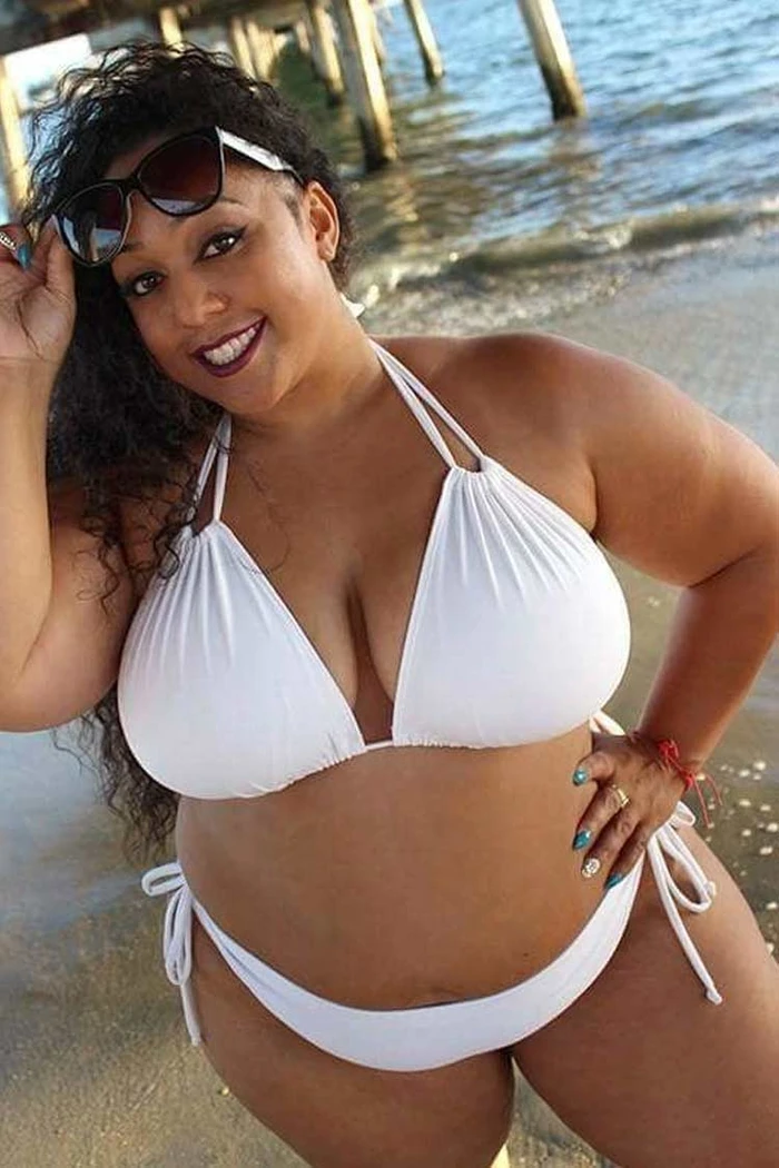 Plus Size Self Tie Sliding Triangle Bikini - Two Piece Set