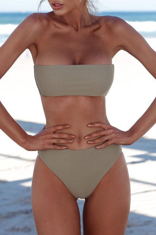 Bandeau High Leg Brazilian Swimsuit - Two Piece Set