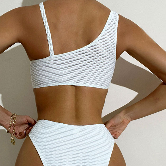 Asymmetrical Fishnet High Cut O Ring Cutout Brazilian Two Piece Bikini