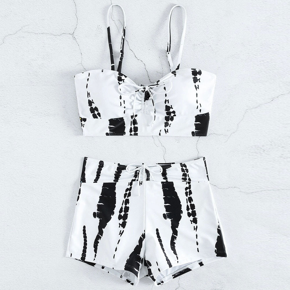 Athletic High Waist Boy Short Bow Tie Brazilian Two Piece Bikini