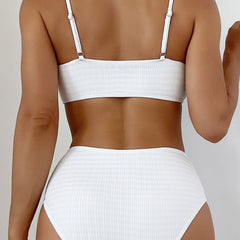 Athletic High Waist Moderate Beaded Bralette Brazilian Two Piece Bikini