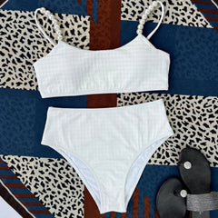 Athletic High Waist Moderate Beaded Bralette Brazilian Two Piece Bikini