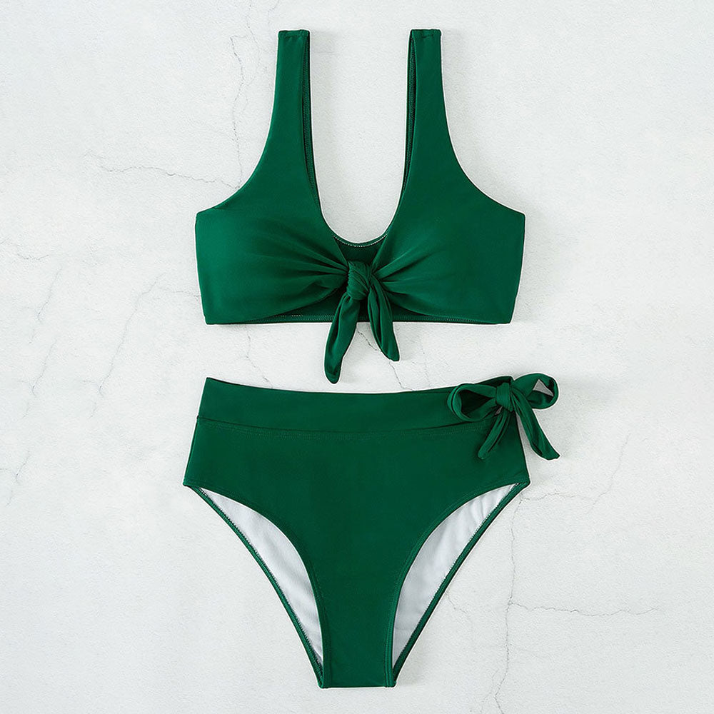 Athletic High Waist Moderate Bow Tie Bralette Brazilian Two Piece Bikini