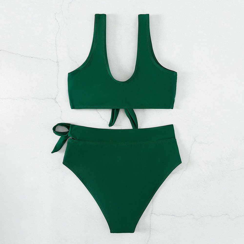 Athletic High Waist Moderate Bow Tie Bralette Brazilian Two Piece Bikini