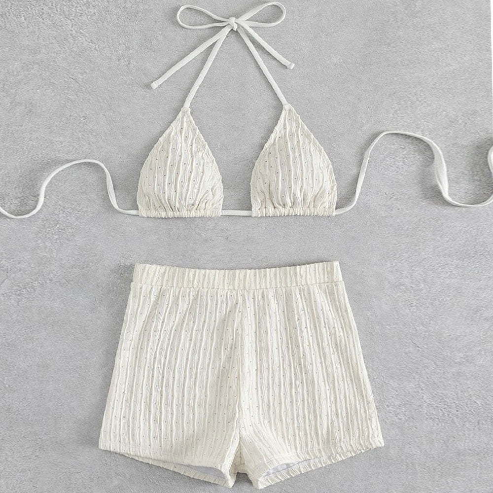 Athletic Textured Boyshort Slide Triangle Brazilian Two Piece Bikini