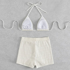 Athletic Textured Boyshort Slide Triangle Brazilian Two Piece Bikini