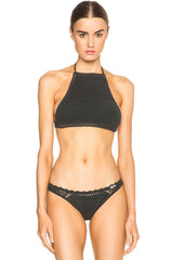 Scalloped Crochet High Neck Bikini - Two Piece Set