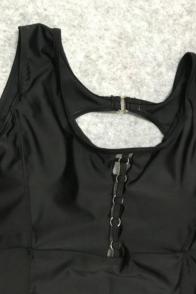 Plus Size Cutout Back Solid One Piece Swimsuit