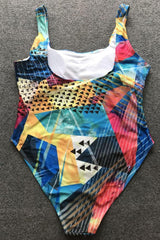 Plus Size Colorful Printed High Leg One Piece Swimsuit