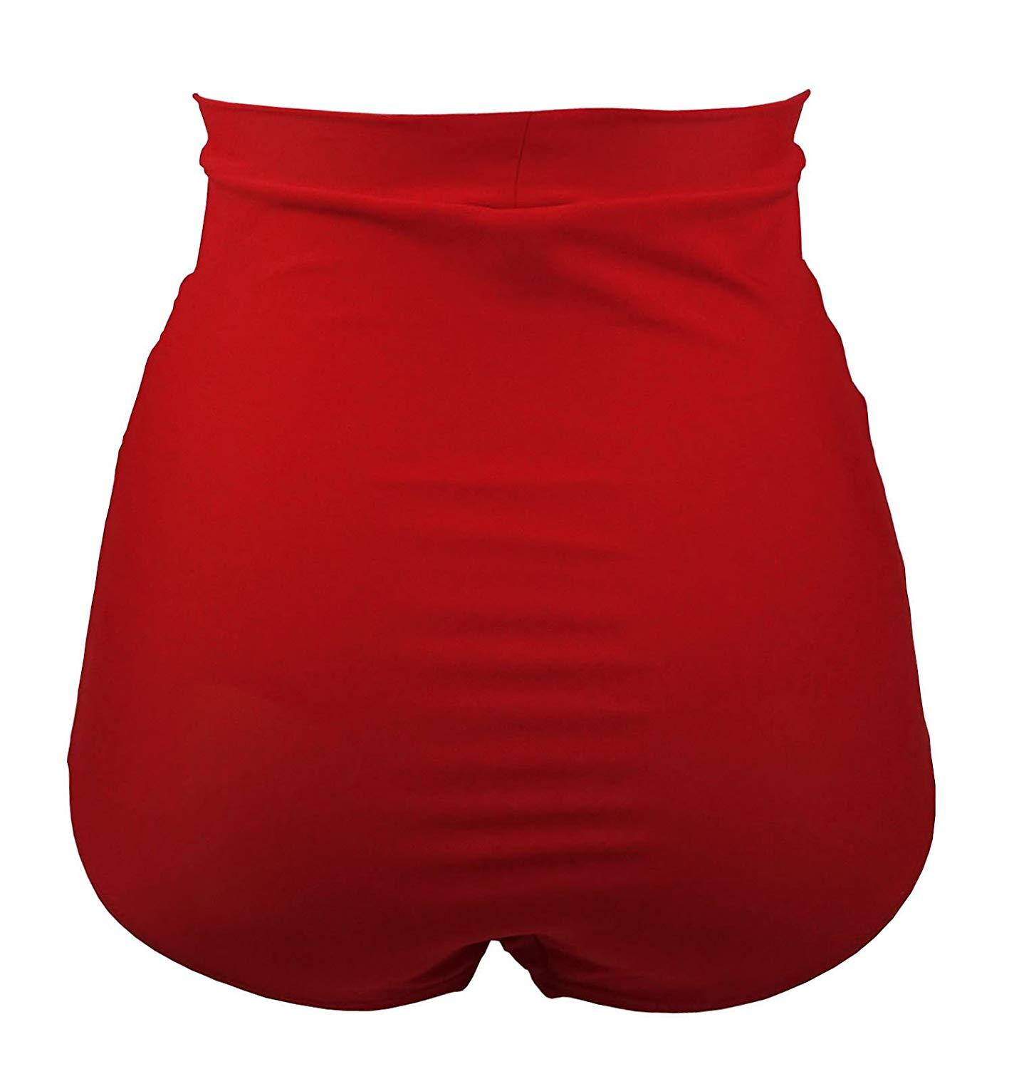 Retro Ruched High Waisted Bikini Bottom