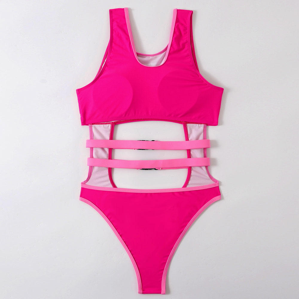 Bold High Cut Cutout Buckle Trim Scoop Neck Brazilian One Piece Swimsuit