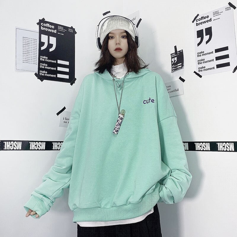 Casual Cute Loose BF Pullover Hooded Sweatshirt