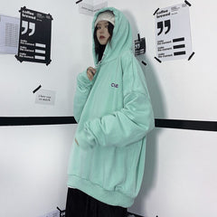 Casual Cute Loose BF Pullover Hooded Sweatshirt