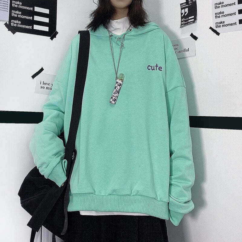 Casual Cute Loose BF Pullover Hooded Sweatshirt