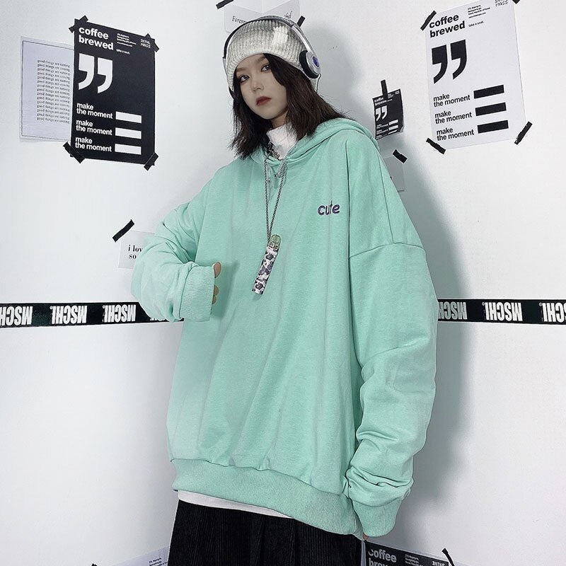 Casual Cute Loose BF Pullover Hooded Sweatshirt