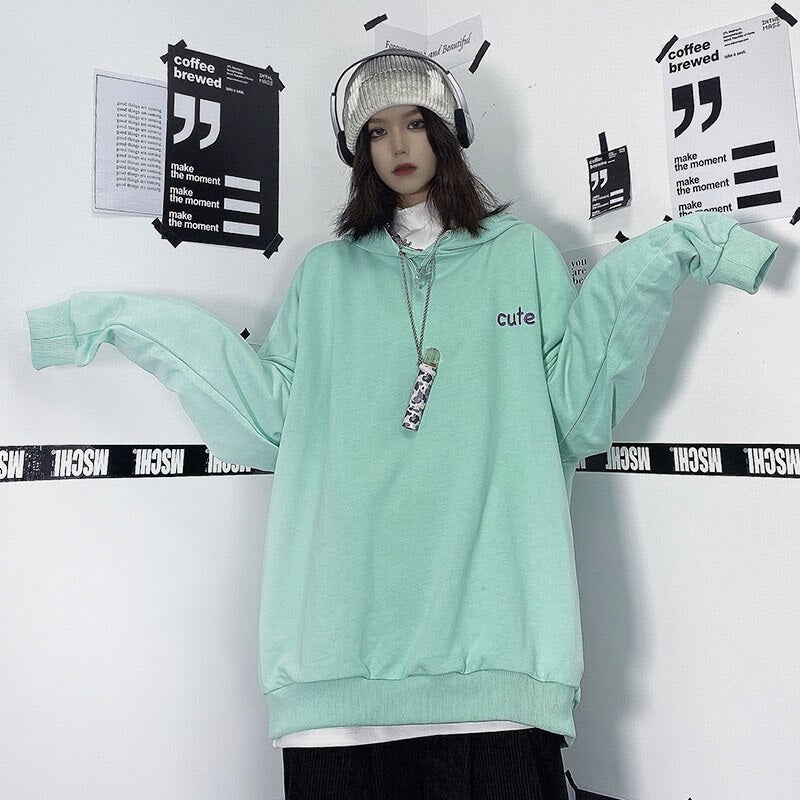 Casual Cute Loose BF Pullover Hooded Sweatshirt
