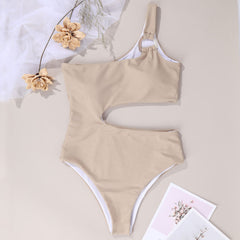 Classic Oversized O Ring One Shoulder Cutout Brazilian One Piece Swimsuit