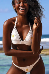 Boho Flower Crochet Halter Thong Bikini - Two Piece Set