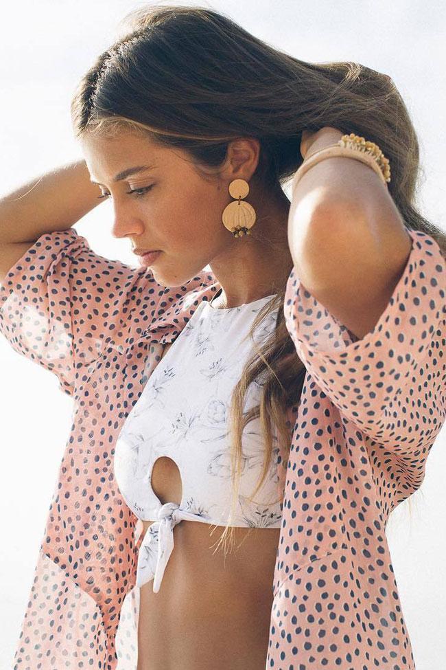 Floral Print High Waist High Neck Bikini - Two Piece Set