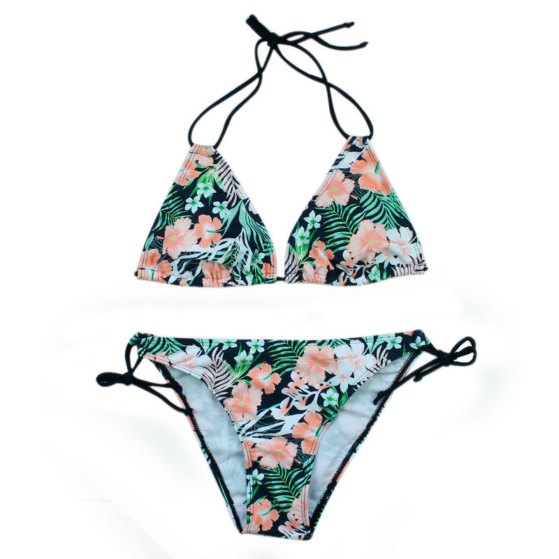 Tropical Floral Push Up Halter Bikini - Two Piece Set