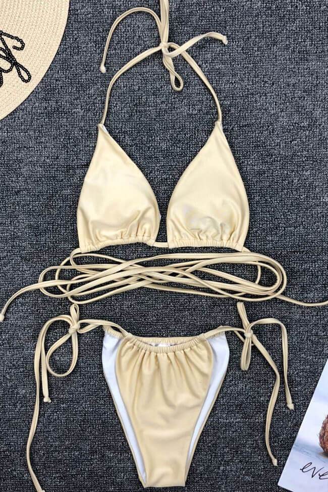 Cross Strappy Slide Triangle Bikini - Two Piece Set