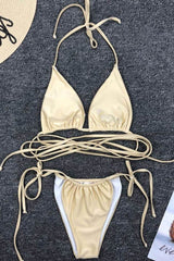 Cross Strappy Slide Triangle Bikini - Two Piece Set