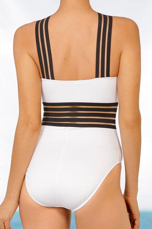 Splice Elastic Band Halter Monokini Swimsuit