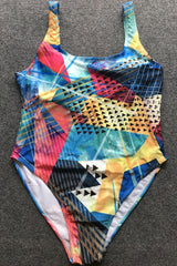 Plus Size Colorful Printed High Leg One Piece Swimsuit