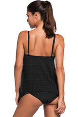 Lace Overlay Tankini Swimsuit