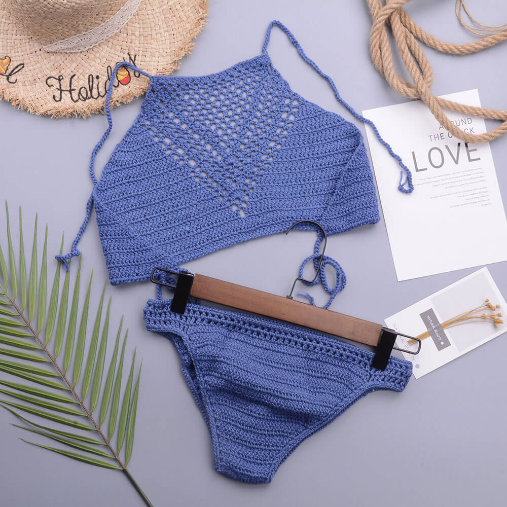 Enchanting High Neck Halter Bralette Brazilian Two Piece Bikini