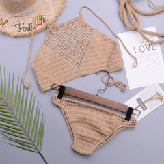 Enchanting High Neck Halter Bralette Brazilian Two Piece Bikini